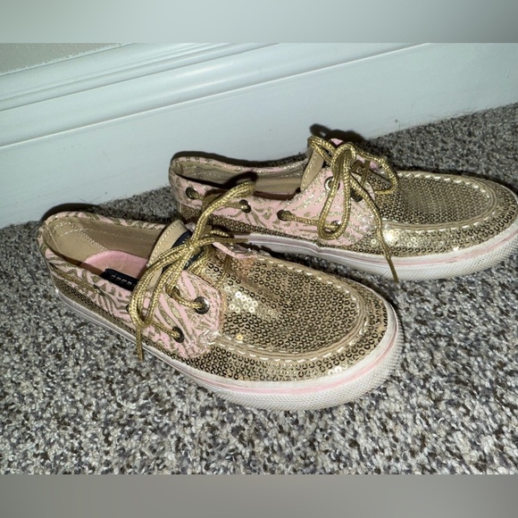Sperry Other - Sperry top sider girls pink and gold glitter sneaker
